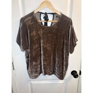 Madewell Women Brown Velvet Tie Back Short Sleeve Blouse Top Size Small S